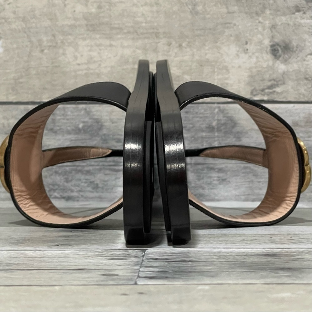 Gucci Leather thong sandal with Double G - Black - Sz - 7.5 US / 37.5 EU - Picture 6 of 12